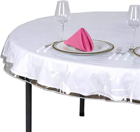 clear tablecloth protector round|round clear plastic tablecloth elasticized.